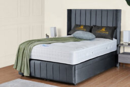 UKBEDFURNITURE Kamara Wingback Plush Steel End Opening Divan Ottoman Bed With 54 Inch Headboard - thumbnail 1