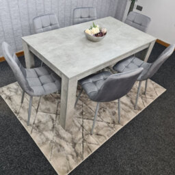 Kosy Koala Dining Table Set Of 6, Grey Kitchen Dining Table And 6 Grey Tufted Velvet Chairs - thumbnail 2