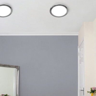 Litecraft Darly Chrome 1 Lamp Modern Bathroom 18W Led Flush Ceiling Light - image 1