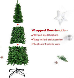 Shatchi 6Ft Prelit Green Pencil Christmas Tree With  Warm White Leds - thumbnail 3