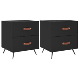 Berkfield Bedside Cabinets 2 Pcs Black 40X35X47.5 Cm Engineered Wood - thumbnail 2