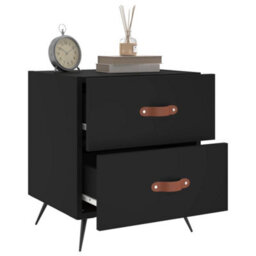 Berkfield Bedside Cabinets 2 Pcs Black 40X35X47.5 Cm Engineered Wood - thumbnail 4