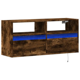 Berkfield Durable Tv Wall Cabinet With Led Lights Smoked Oak 100X31X45 Cm - thumbnail 3