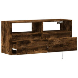 Berkfield Durable Tv Wall Cabinet With Led Lights Smoked Oak 100X31X45 Cm - thumbnail 9