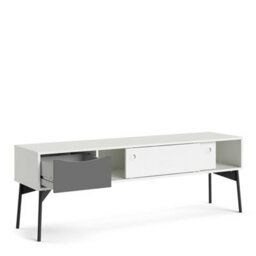 Wyld Haus Nordborg Grey And White Tv Unit With 2 Sliding Doors And 1 Drawer Wide Matt Finish - thumbnail 6
