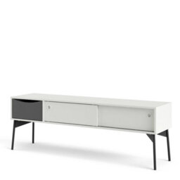 Wyld Haus Nordborg Grey And White Tv Unit With 2 Sliding Doors And 1 Drawer Wide Matt Finish - thumbnail 5