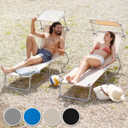 Tectake 1 Sun Lounger - Foldable, Adjustable Sunshade And 4-Step Backrest - Black - thumbnail 9