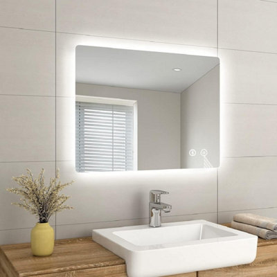 Emke Bathroom Bluetooth Mirrors With Shaver Socket, Led Mirrors With Extra Fuse, Dimmable & Demister, 600X800mm - image 1