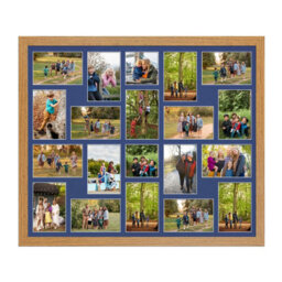 AK Frames 80X70Cm Oak Modern Multi Photo Frame With Blue Mount - Holds 20 Apertures (18X) 6X4, (2X) 4X4 Photos - thumbnail 1