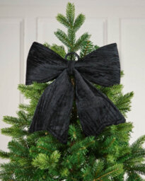 Werchristmas Black Vintage Velvet Christmas Bow 30 Cm - thumbnail 2