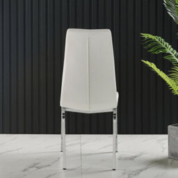 Furnizone UK Set Of 2 Dining Chairs - Modalux Modern Dining Chairs - White Faux Leather Chrome Legs Dining Chairs - Kitchen Dining Room Chairs - thumbnail 4