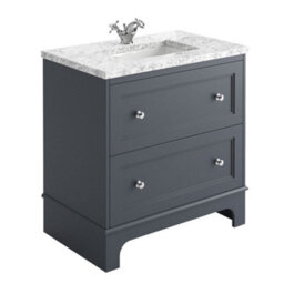 Plum&clay Beckett Blue Grey Floor Standing Traditional Bathroom Vanity Unit & Basin (W)650mm (H)850mm