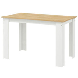 Oak & White Dining Table For 4-6 People, Kitchen Table With Wood Effect Tabletop