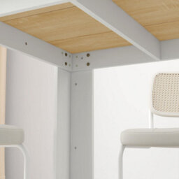 Oak & White Dining Table For 4-6 People, Kitchen Table With Wood Effect Tabletop - thumbnail 6