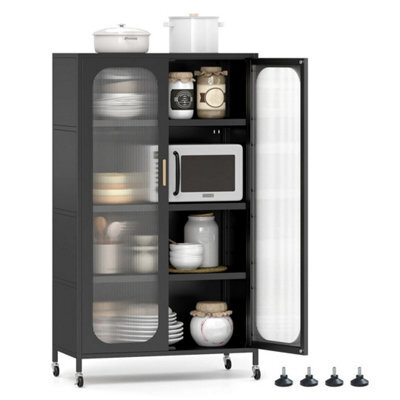 2 Door Metal Storage Cabinet 5 Tier Tall Kitchen Pantry - image 1