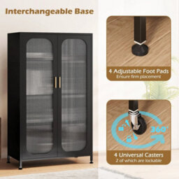 2 Door Metal Storage Cabinet 5 Tier Tall Kitchen Pantry - thumbnail 6
