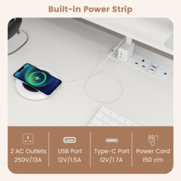 Costway L-Shaped Computer Desk With Power Outlet Home Office Desk With Monitor Shelf - thumbnail 7