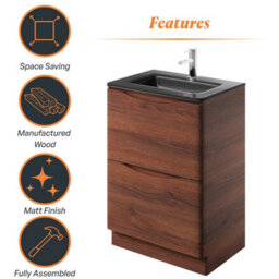 Plum&clay Eden Redwood Floorstanding Vanity Unit With Grey Glass Basin (W)600mm - thumbnail 8