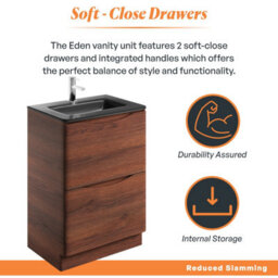 Plum&clay Eden Redwood Floorstanding Vanity Unit With Grey Glass Basin (W)600mm - thumbnail 6