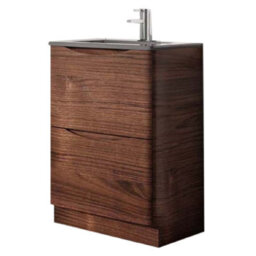 Plum&clay Eden Redwood Floorstanding Vanity Unit With Grey Glass Basin (W)600mm