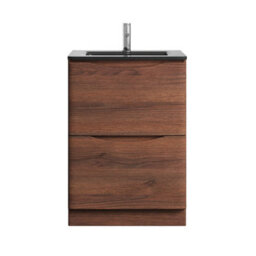 Plum&clay Eden Redwood Floorstanding Vanity Unit With Grey Glass Basin (W)600mm - thumbnail 2