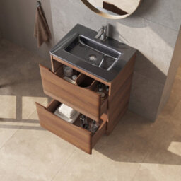 Plum&clay Eden Redwood Floorstanding Vanity Unit With Grey Glass Basin (W)600mm - thumbnail 3