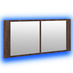 Berkfield Led Bathroom Mirror Cabinet Brown Oak 100X12X45 Cm - thumbnail 5