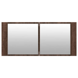 Berkfield Led Bathroom Mirror Cabinet Brown Oak 100X12X45 Cm - thumbnail 7