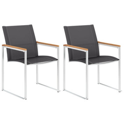 Berkfield Garden Chairs 2 Pcs Textilene And Stainless Steel Grey - image 1