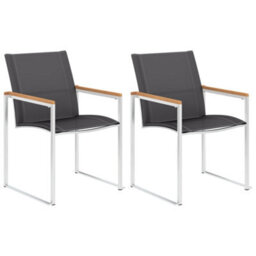Berkfield Garden Chairs 2 Pcs Textilene And Stainless Steel Grey