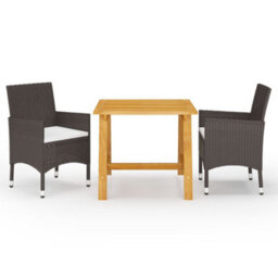 Berkfield 3 Piece Garden Dining Set With Cushions Brown