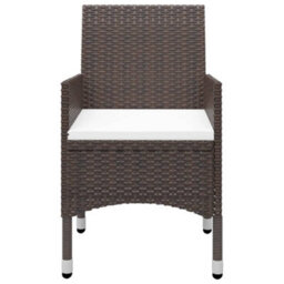 Berkfield 3 Piece Garden Dining Set With Cushions Brown - thumbnail 4