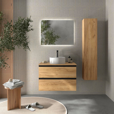 Cygnus bath Bequia Metal Vanity Unit 80Cm Oak (Without Basin) - image 1