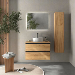 Cygnus bath Bequia Metal Vanity Unit 80Cm Oak (Without Basin) - thumbnail 1