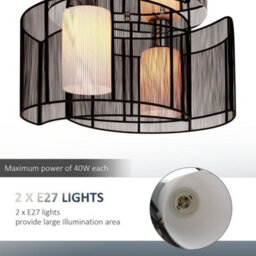 Homcom Flush Mount Ceiling Light W/ Wire Drawing Lampshade Chrome Finish Black - thumbnail 6