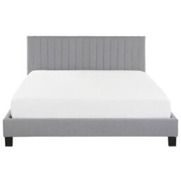 Beliani Bed Fabric Poitiers 180 X 200 Cm (Eu Super King) Light Grey - thumbnail 4