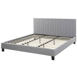 Beliani Bed Fabric Poitiers 180 X 200 Cm (Eu Super King) Light Grey - thumbnail 6