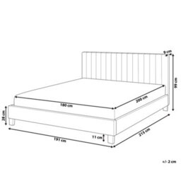 Beliani Bed Fabric Poitiers 180 X 200 Cm (Eu Super King) Light Grey - thumbnail 3