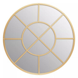 Orsina Descartes Gold Finish Round Wall Mirror - thumbnail 1