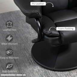 Homcom Pu Leather Swivel Recliner Armchair With Ottoman, Black - thumbnail 5