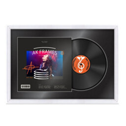 "AK Frames 25X17"" White Step Vinyl Record Frame With Black Mount For 12 Inch Lp Cover & Disc - Overlapped Design" - thumbnail 1