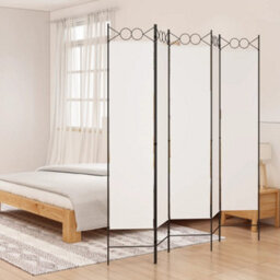 Berkfield Durable 5-Panel Room Divider White 200X200 Cm Fabric - thumbnail 2