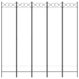 Berkfield Durable 5-Panel Room Divider White 200X200 Cm Fabric - thumbnail 3