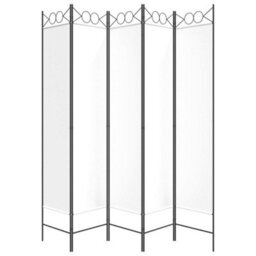 Berkfield Durable 5-Panel Room Divider White 200X200 Cm Fabric - thumbnail 4