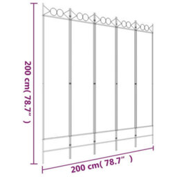 Berkfield Durable 5-Panel Room Divider White 200X200 Cm Fabric - thumbnail 8