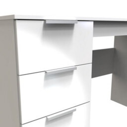 Dover 3 Drawer Desk In White & White Matt (Ready Assembled) - thumbnail 4