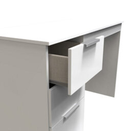 Dover 3 Drawer Desk In White & White Matt (Ready Assembled) - thumbnail 5