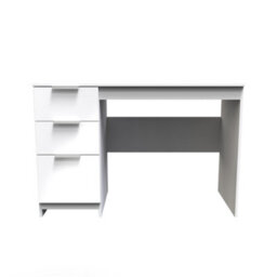 Dover 3 Drawer Desk In White & White Matt (Ready Assembled) - thumbnail 1