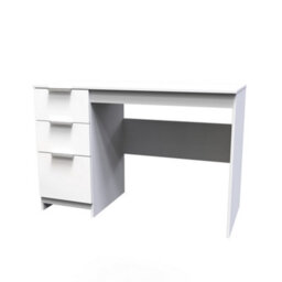 Dover 3 Drawer Desk In White & White Matt (Ready Assembled) - thumbnail 3