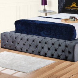 UKBEDFURNITURE Ambassador Steel Plush Valvet Upholstered Bed Frame - Blackboard With 10 Inch Orthopedic Mattress - 54 Inch Headboard - thumbnail 3